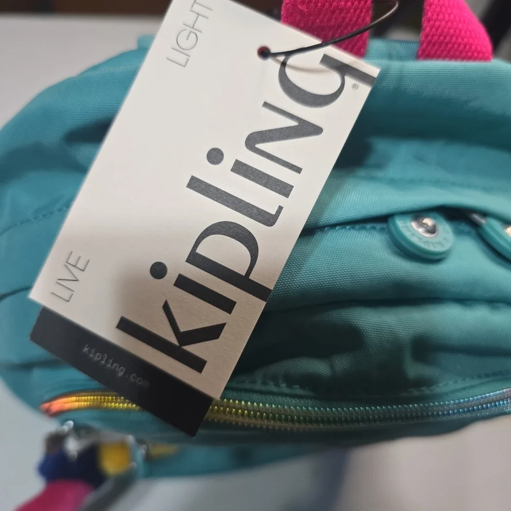 Kipling Challenger 2SS Nylon Backpack, Super Blue Rainbow KIA816 w/ Monkey
